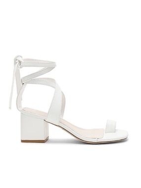 RAYE Revolve Women's White Toe Strap Block Heel Ankle Lace Up Tie Sandal Size 8